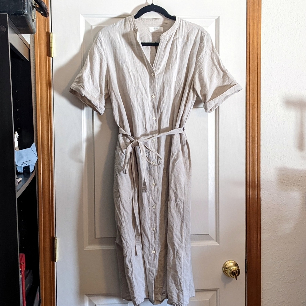 Uniqlo · Flax Linen Button Front Dress